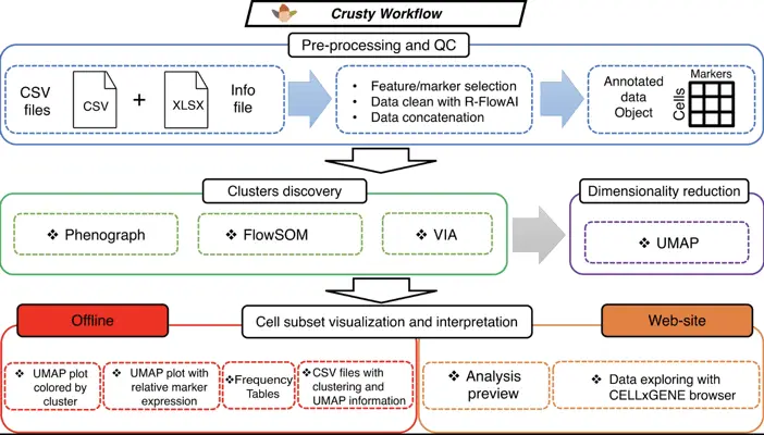 Crusty workflow | Learn Cytometry Performance and description of Crusty workflow